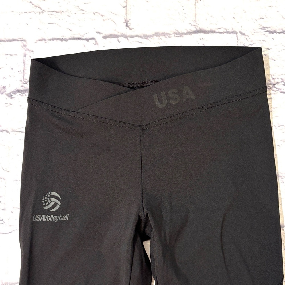 Adidas USAV Volleyball Leggings Crossover Waist Black Low Rise Size Medium